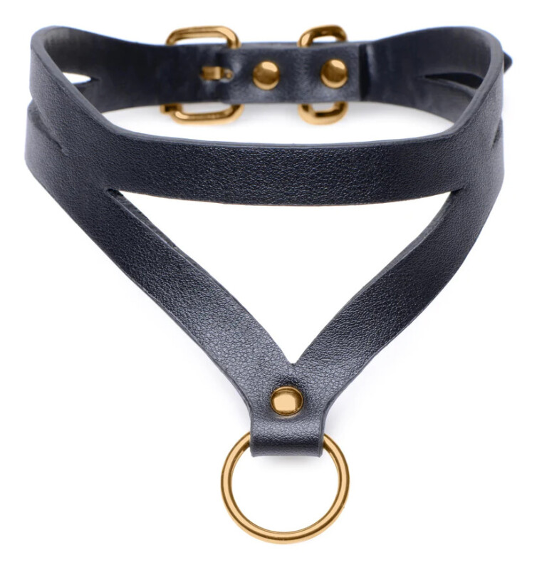 Нашийник бондажний Master Series Bondage Baddie Collar With O-ring, чорний - Изображение 3