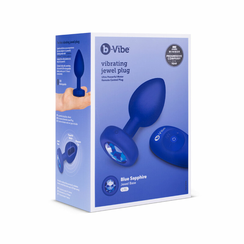 Анальна пробка з каменем з вібрацією L/XL B-Vibe з дистанційним пультом керування, синя, 11.5 х 4.5 см - Зображення 1