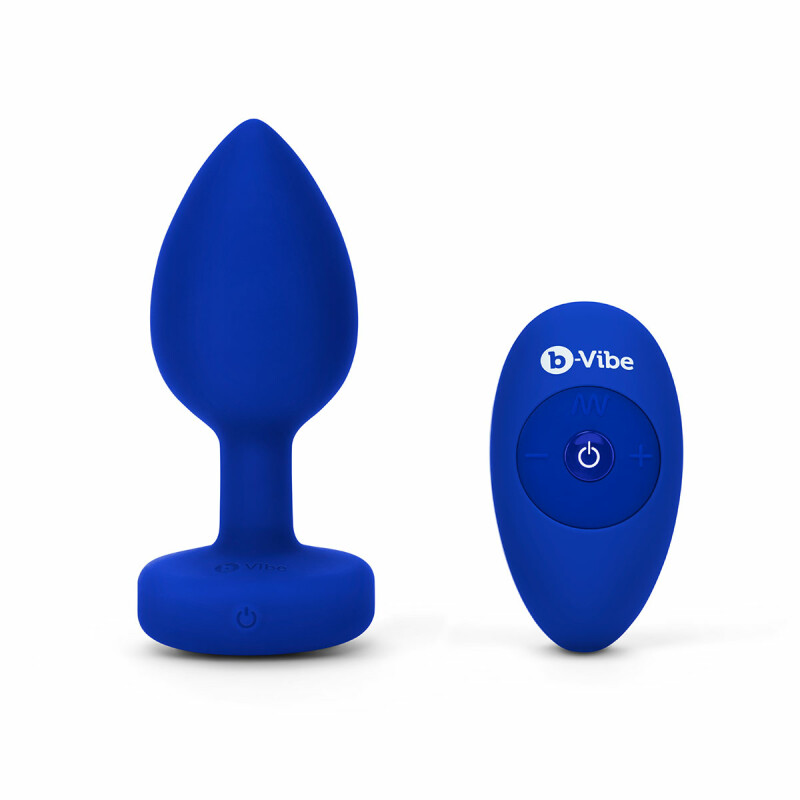 Анальна пробка з каменем з вібрацією L/XL B-Vibe з дистанційним пультом керування, синя, 11.5 х 4.5 см - Зображення 2