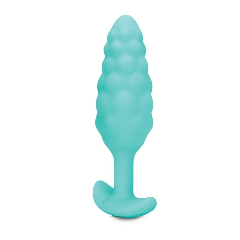 Анальна пробка з вібрацією B-Vibe Texture Bump, рельєфна, блакитна, 12 х 3.5 см - Изображение 2