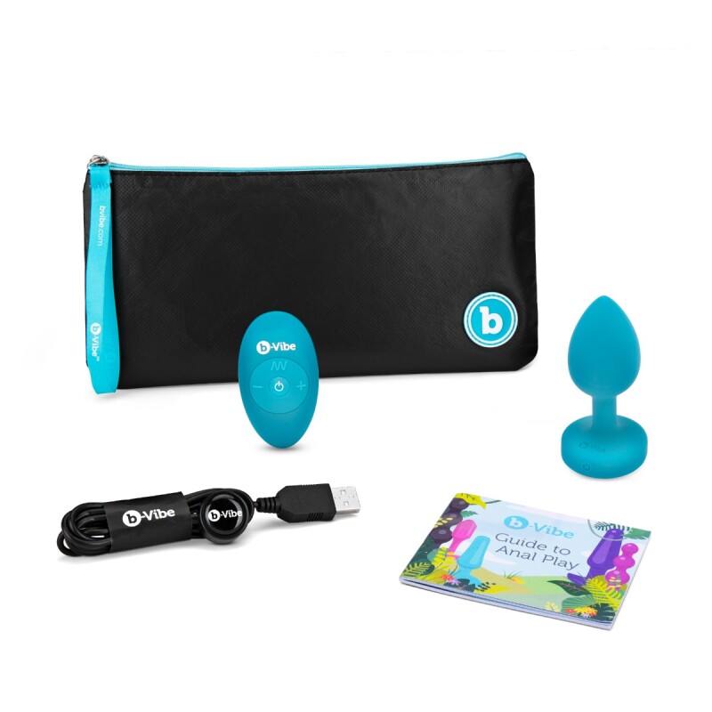 Анальна пробка з вібрацією B-Vibe, силіконова, синя, 9.8 х 4.5 см - Зображення 9
