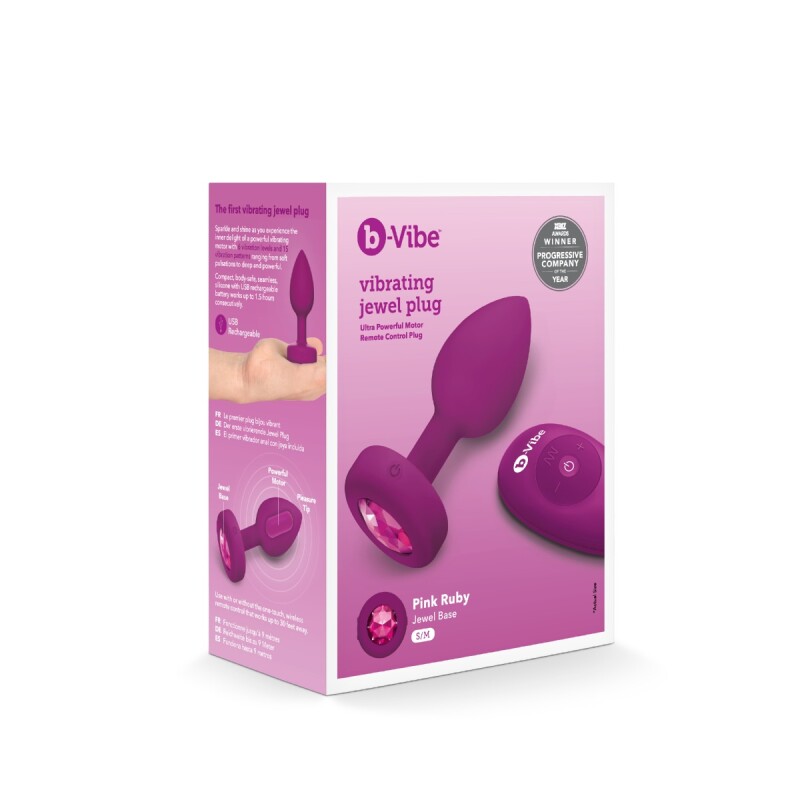 Анальна пробка з вібрацією B-Vibe, силіконова, рожева, 9.8 х 4.5 см - Зображення 1