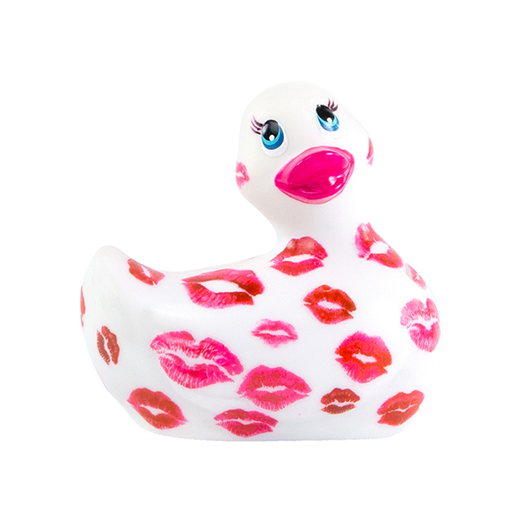 Качечка вібратор I Rub My Duckie біла з рожевим візерунком