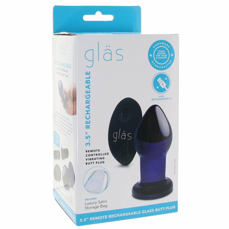 Анальна пробка з вібрацією Glas, скляна, синя, 10.5 х 4.5 см - Зображення 1