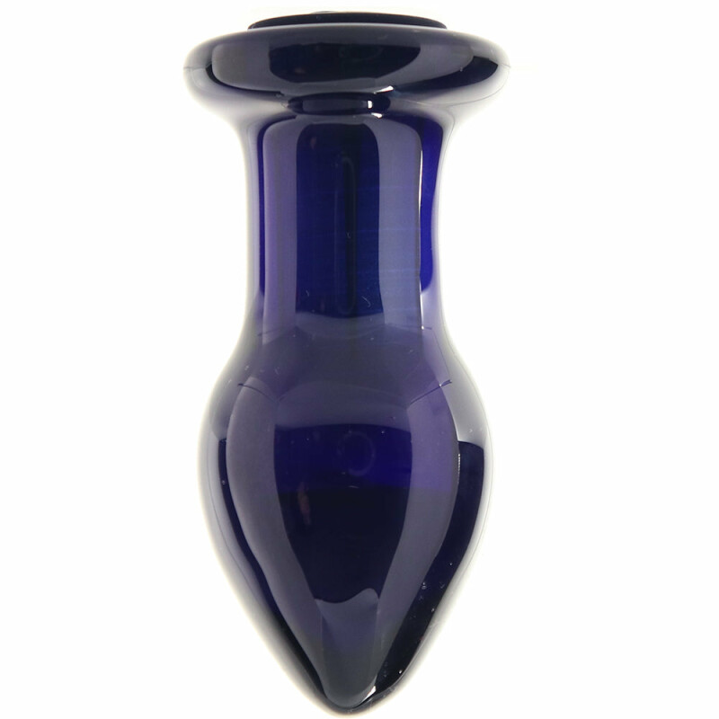 Анальна пробка з вібрацією Glas, скляна, синя, 10.5 х 4.5 см - Зображення 3