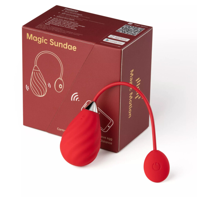 Віброяйце з підключенням до додатку Magic Motion червоне, 19 х 3.4 см - Изображение 1