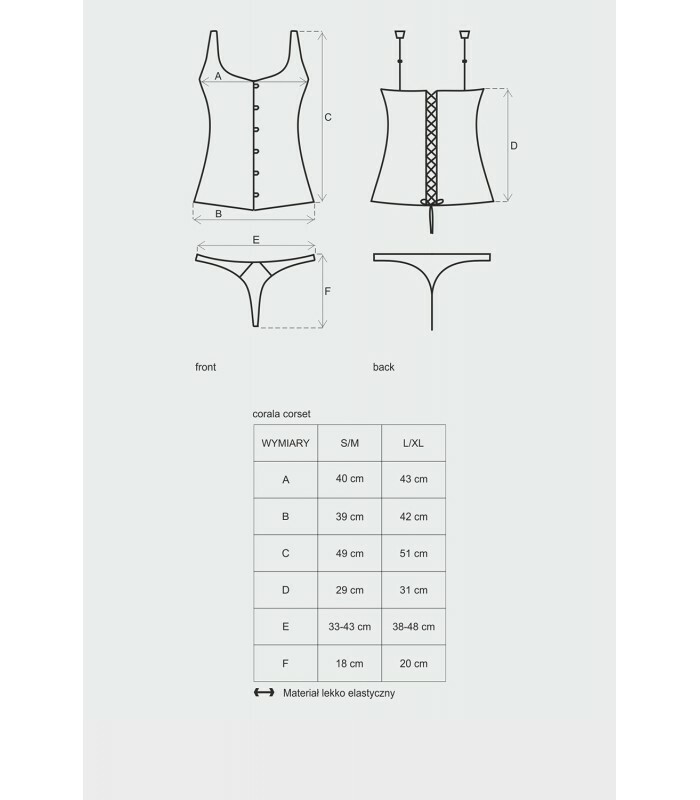 Еротичний корсет L/XL Obsessive Corala, червоно-чорний - Зображення 4