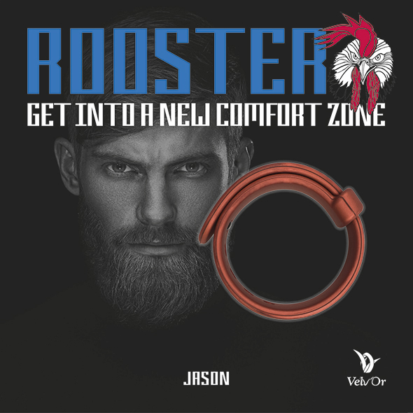 Ерекційне кільце-ремішок VELV'OR - ROOSTER JASON SIZE ADJUSTABLE, червоне - Изображение 6