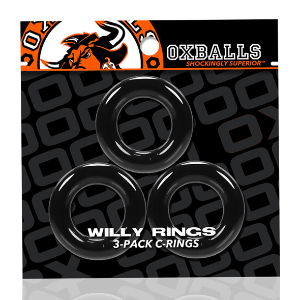 Набір ерекційних кілець OXBALLS - WILLY RINGS, 3 шт, чорні - Зображення 1