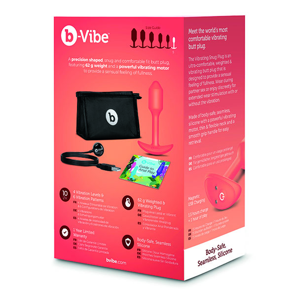 Анальна пробка з вібрацією розміру S B-Vibe Vibrating Snug Plug 1, помаранчева - Зображення 7