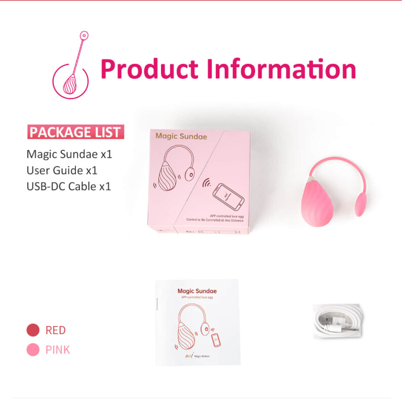 Віброяйце з підключенням до додатку Magic Motion червоне, 19 х 3.4 см - Изображение 4