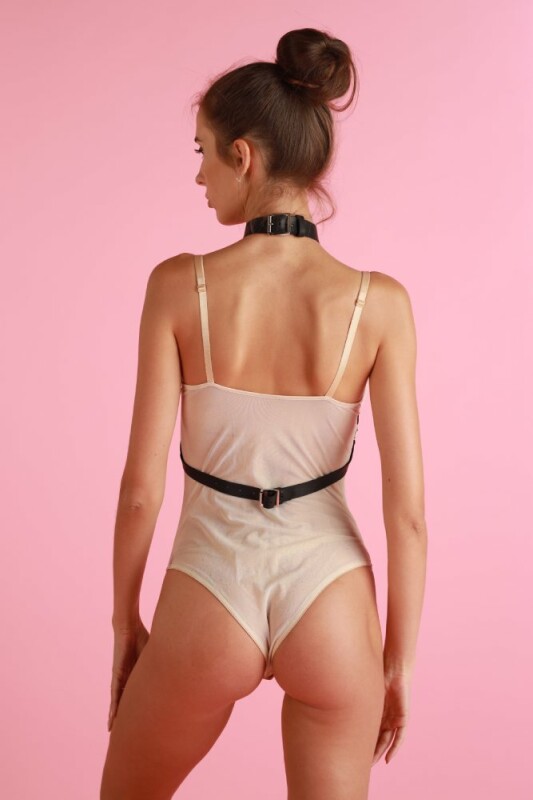 Портупея на груди One Size L12,Candy Hero з натуральної шкіри, чорна - Зображення 6