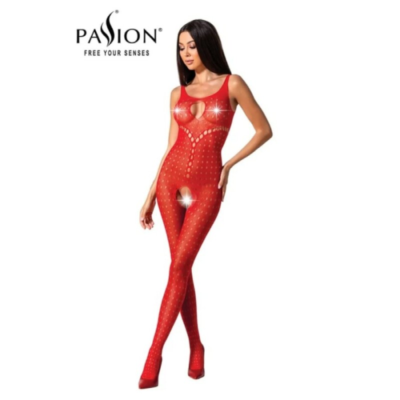Сексуальний комбінезон Passion BS078, S-L, з інтимним доступом, перфорацією, червоний - Изображение 1