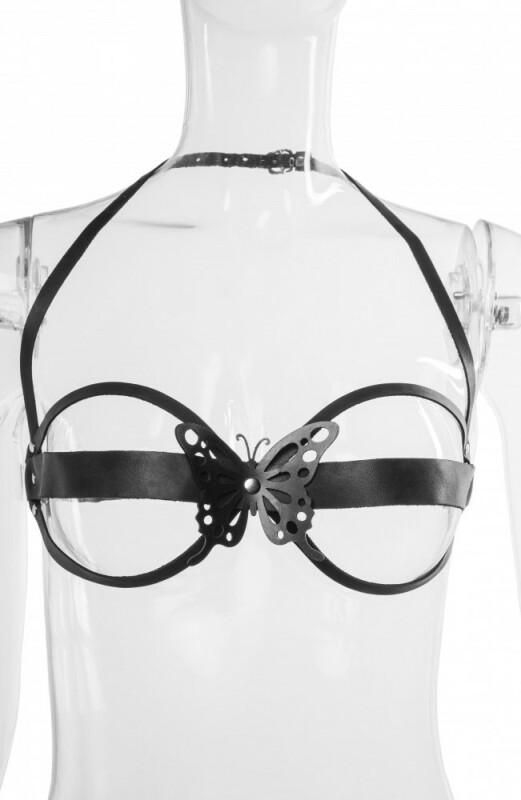 Бюстгальтер з метеликом One Size Lb1,Candy Hero натуральна шкіра, чорний - Зображення 4