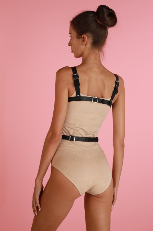 Портупея сексуальна One Size B15, натуральна шкіра, чорна - Зображення 1