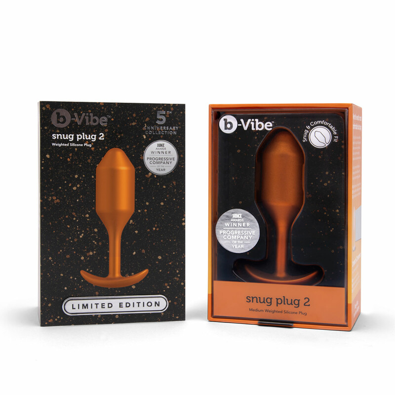Анальна пробка з обтяженням розмір M, B-Vibe Snug Plug 2, помаранчева, 10.5 х 3 см - Зображення 1