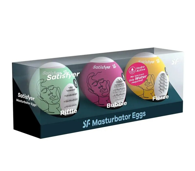 Набір мастурбаторів, що самозмащуються Satisfyer Masturbator Egg Bubble Fierce, 3 шт - Изображение 1
