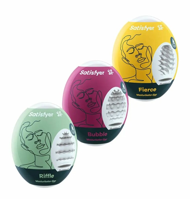 Набір мастурбаторів, що самозмащуються Satisfyer Masturbator Egg Bubble Fierce, 3 шт