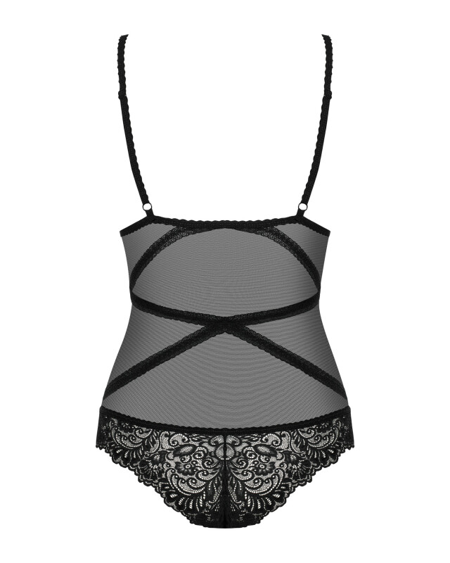 Сексуальне боді Obsessive Bondea L/XL, чорне - Изображение 3