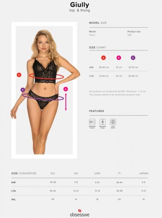 Сексуальний комплект Obsessive Giully, L/XL, в леопардовий принт, мереживний, чорний - Изображение 9