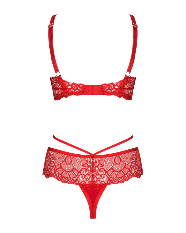 Сексуальний комплект Obsessive Loventy, S/M, мереживний, червоний - Зображення 7