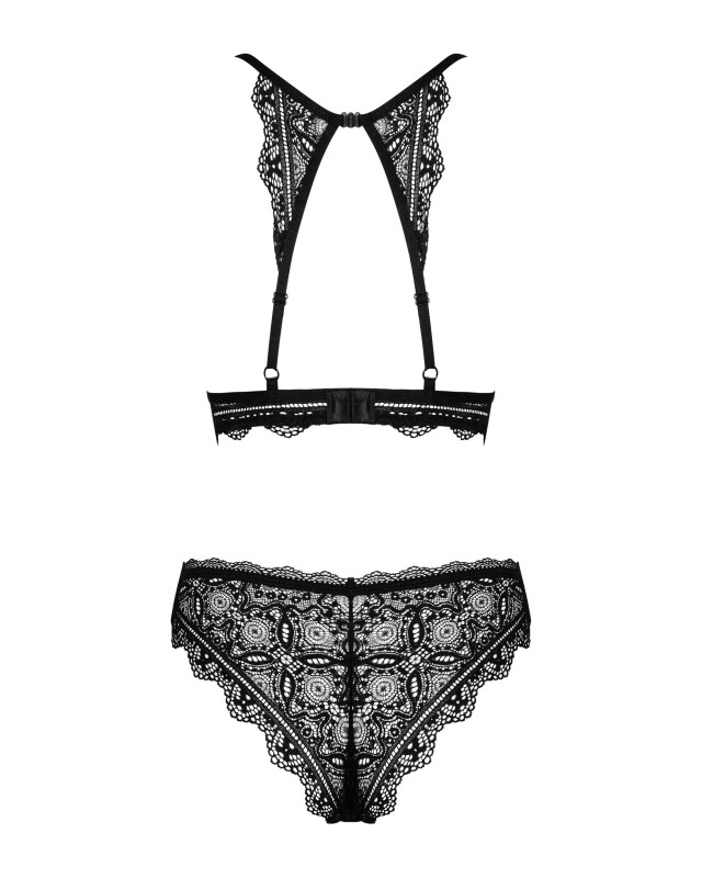 Комплект мереживної білизни Obsessive Renelia S/M, чорний - Зображення 3