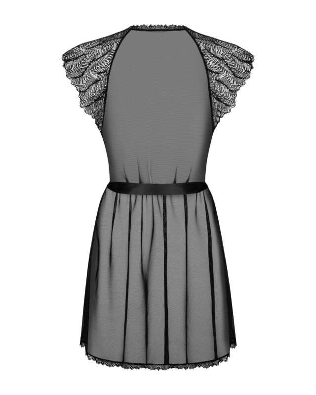 Сексуальний халат Obsessive Romanesa, L/XL, напівпрозорий, чорний - Изображение 9
