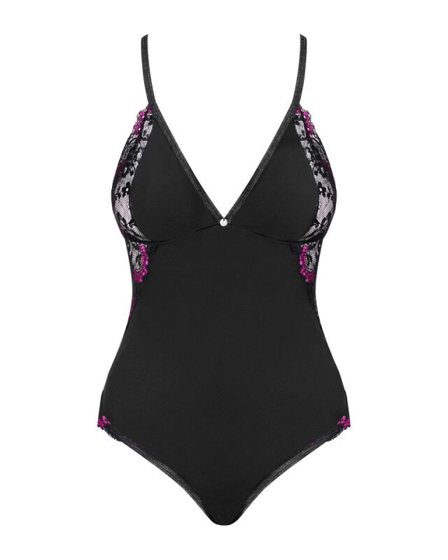 Сексуальне боді Obsessive Vanessme, S/M, мереживне, чорне - Зображення 4