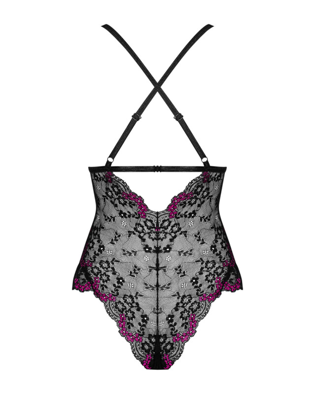 Сексуальне боді Obsessive Vanessme, S/M, мереживне, чорне - Зображення 5
