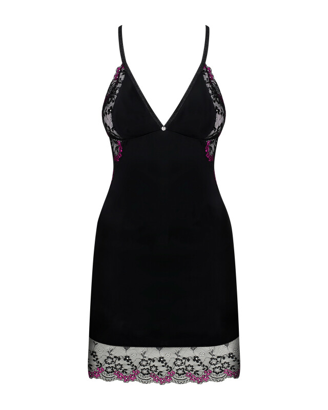 Сексуальна сорочка Obsessive Vanessme L/XL, зі стрінгами, чорна - Зображення 4