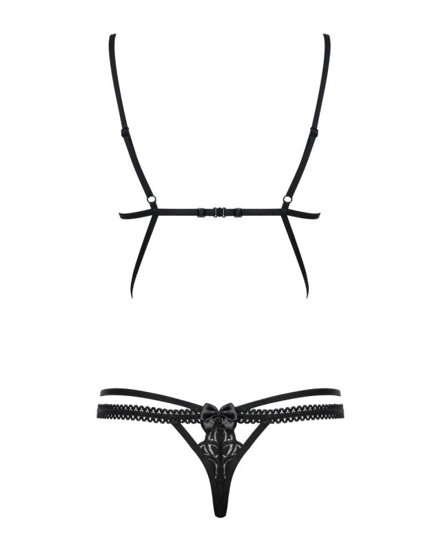 Сексуальне боді Obsessive Wonderia, S/M, мереживне, чорне - Изображение 7