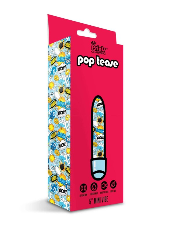 Міні-вібратор із принтом Prints Charming Pop Tease мультиколор, 12.7 см х 2.5 см - Изображение 2