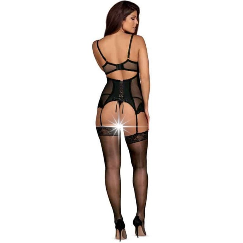 Еротичний корсет Obsessive Amallie S/M, зі стрінгами, чорний - Зображення 7