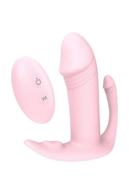 Потрійний вібратор реалістичний Dream Toys з дистанційним пультом рожевий, 9.7 х 2.8 см
