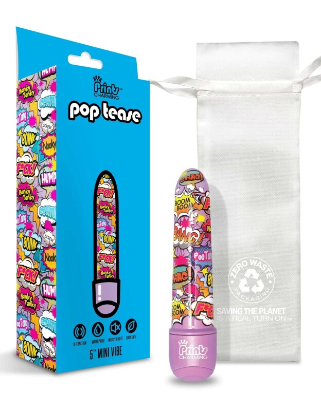 Міні-вібратор із принтом Prints Charming Pop Tease мультиколор, 12.7 см х 2.5 см - Зображення 1
