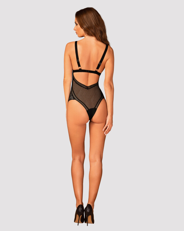 Боді еротичне Obsessive, Estiqua, XS/S, з відкритою спинкою, чорне - Изображение 5