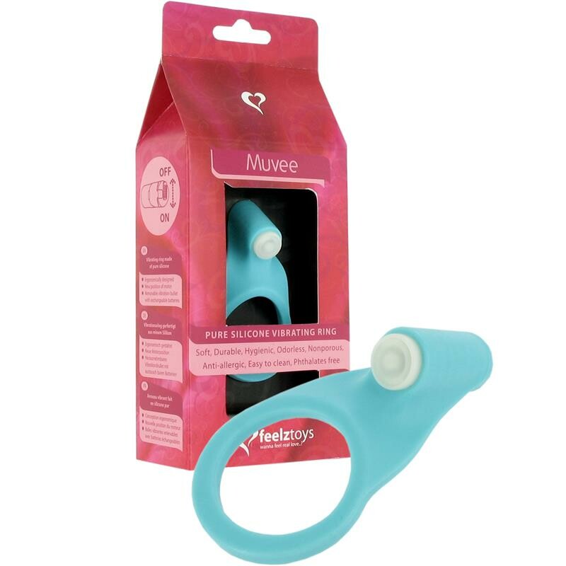 Ерекційне кільце з вібрацією FeelzToys, блакитне