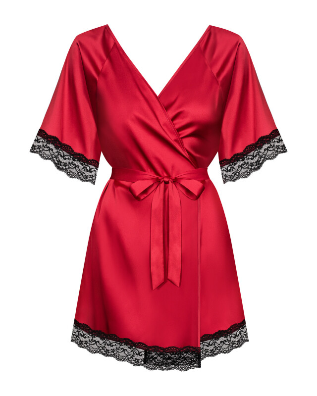 Сексуальний халат Sensuelia L/XL, з мереживом, червоний - Зображення 3