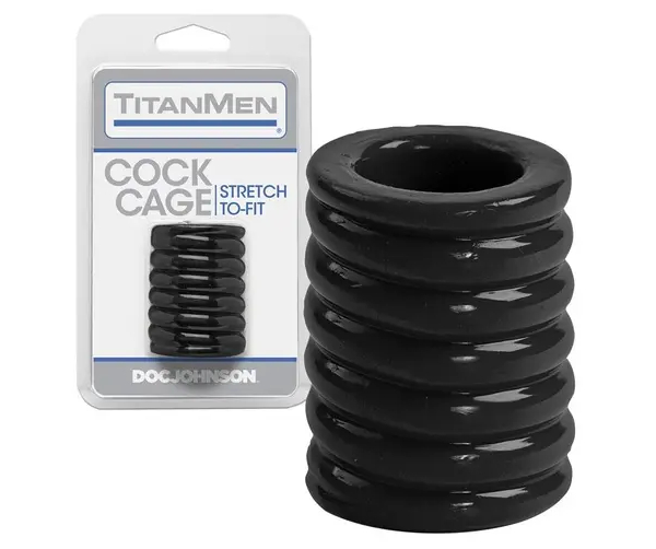 Насадка на член рельєфна TitanMen CockCage з відкритою голівкою, чорна, 5 х 2.5 см - Изображение 2