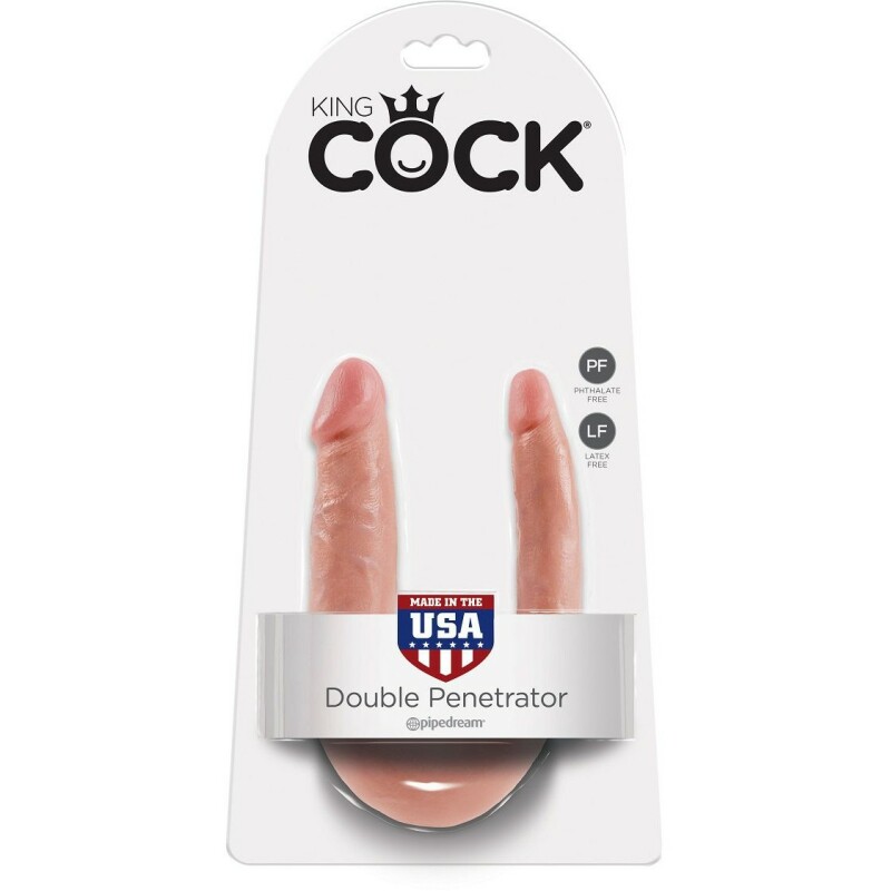 Фалоімітатор подвійний реалістичний, S, King Cock, бежевий, 12.7 х 2.8 см