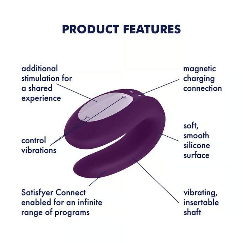 Набір вібраторів Satisfyer Partner Box 1 (Double Joy + Sexy Secret)  з додатком, бордовий та фіолетовий - Изображение 3