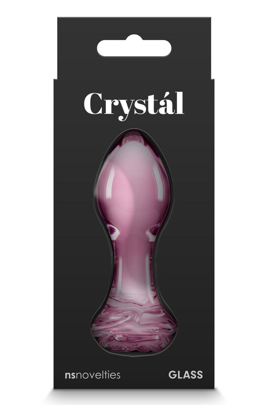 Анальна пробка зі скла, 3.9 см х 8.9 см, Crystal Rose з обмежувачем у формі троянди, рожева - Изображение 3