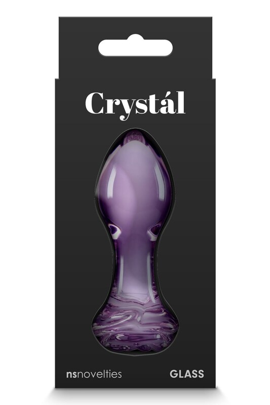 Анальна пробка зі скла, 3.9 см х 8.9 см, Crystal Rose з обмежувачем у формі троянди, фіолетова - Зображення 3