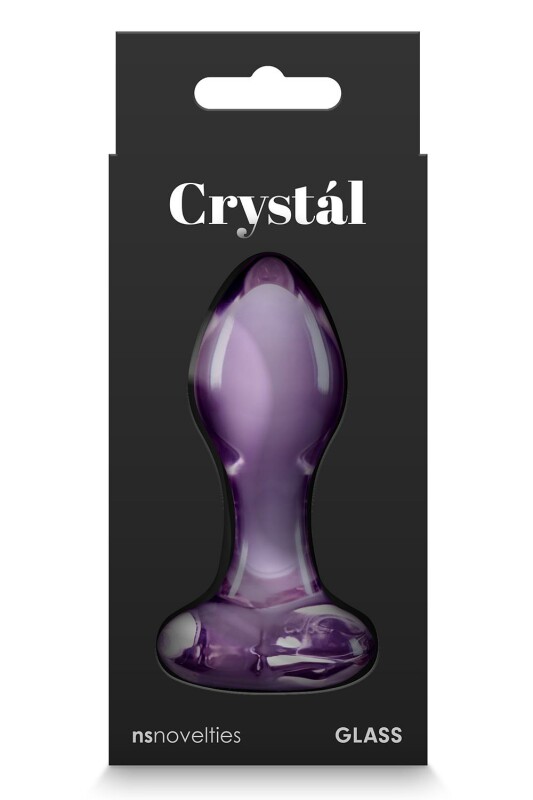 Анальна пробка зі скла, 3 см х 8.7 см, Crystal Heart з обмежувачем у формі серця, фіолетова - Изображение 3