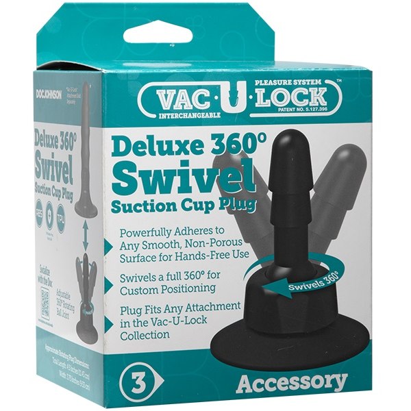 Адаптер Vac-U-Lock із шарніром Doc Johnson для насадок, на присосці, чорний, 11.4 см - Изображение 1