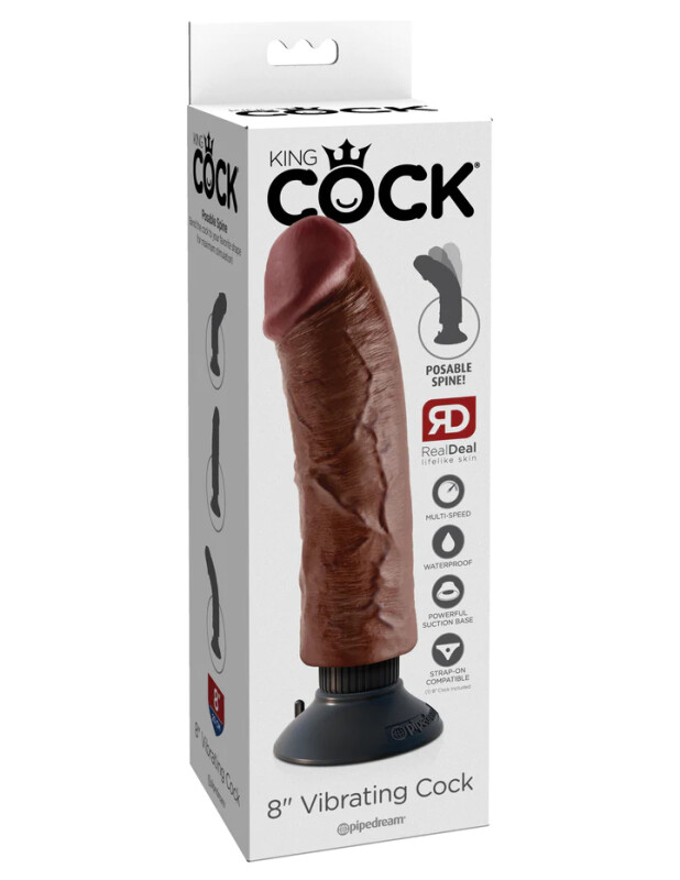 Вібратор реалістичний на присосці Pipedream King Cock коричневий, 21.6 х 4.8 см - Изображение 3