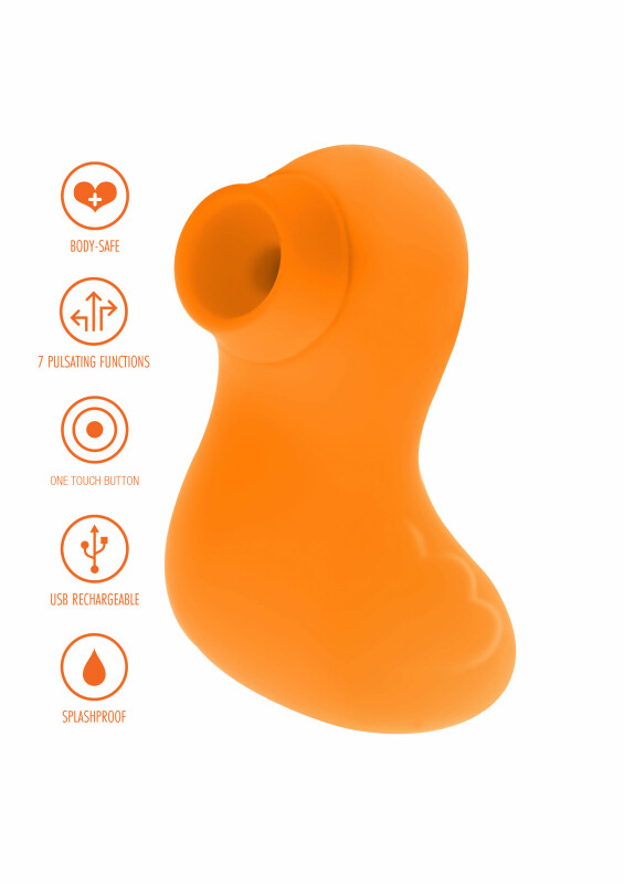 Вакуумний стимулятор Toy Joy Sexy Sucking Duckface у вигляді качки, помаранчевий, 8 х 3 см - Изображение 4