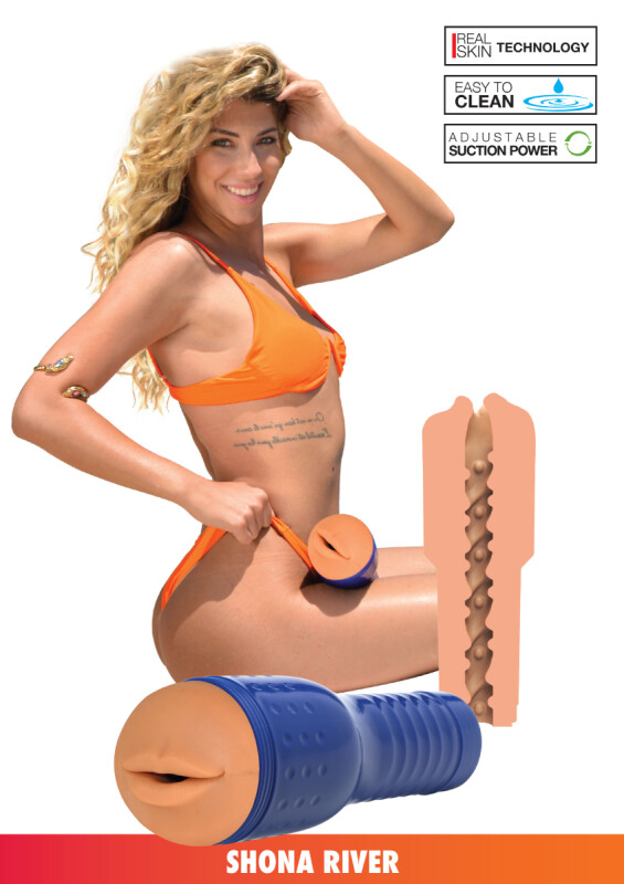 Мастурбатор рот у колбі Shona River Pornstar Mouth бежевий, 26 х 8.5 см - Изображение 3