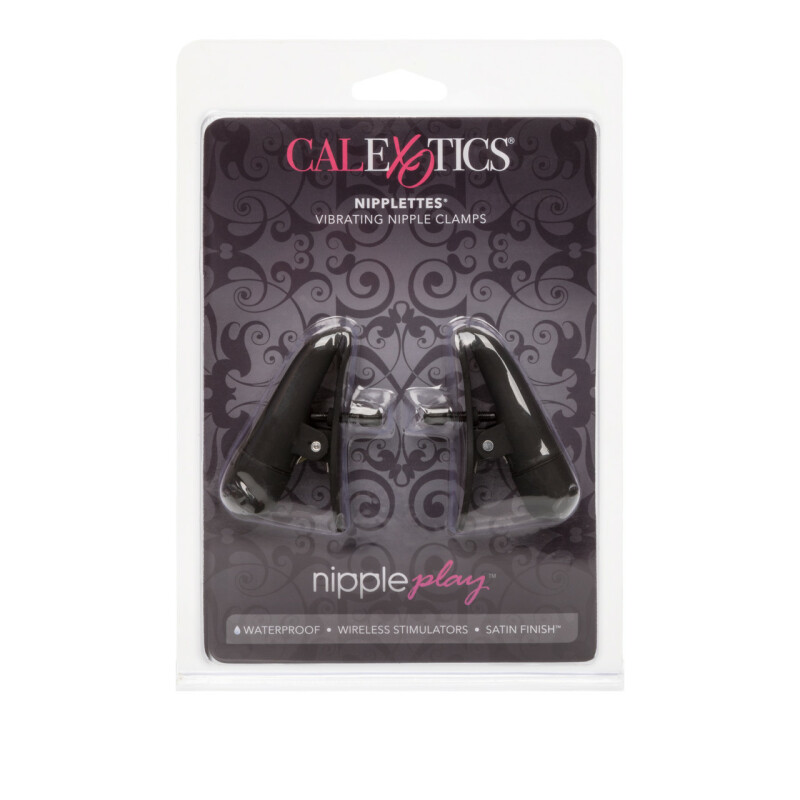 Затискачі на соски з вібрацією California Exotic Novelties, чорні, 7 см - Зображення 1