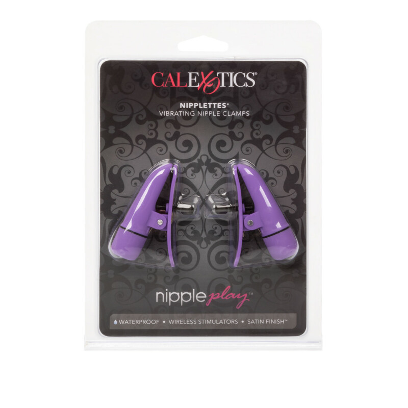 Затискачі на соски з вібрацією California Exotic Novelties, фіолетові, 7 см - Изображение 1